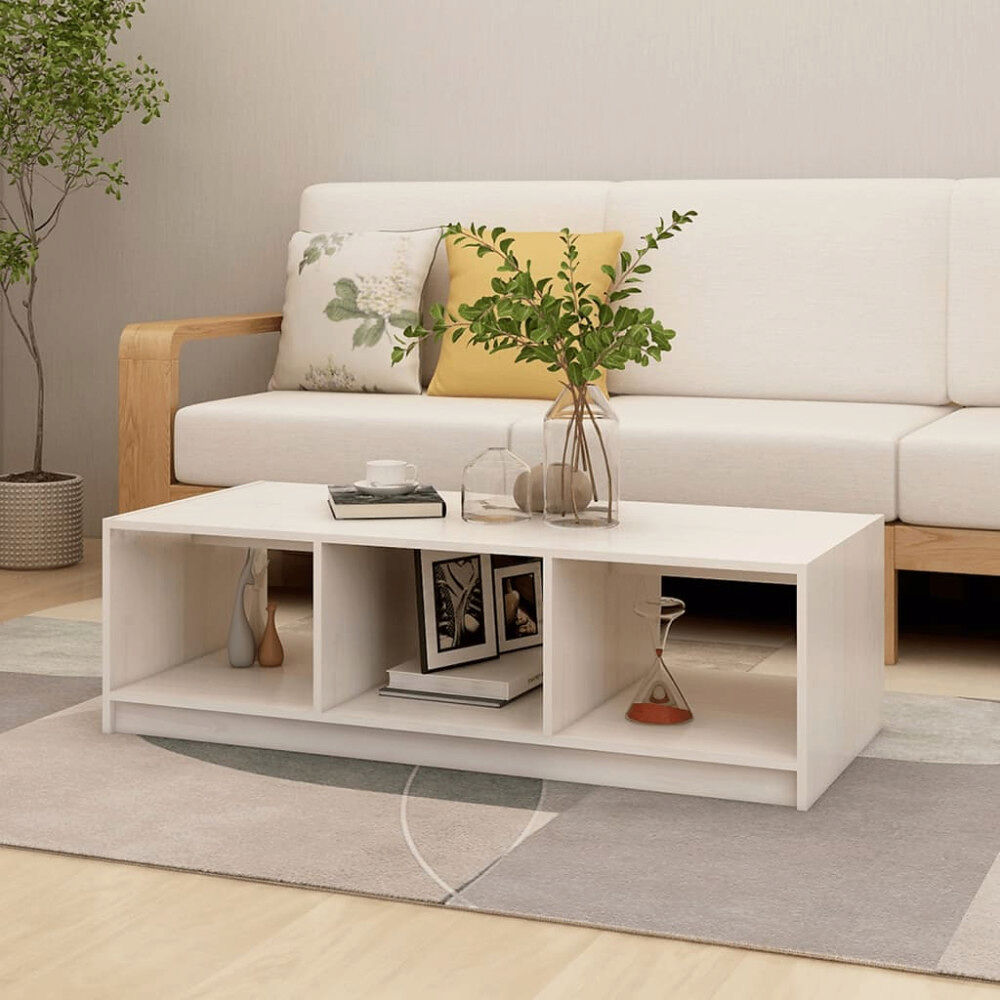 vidaXL Soffbord vit 110x50x34 cm massiv furu