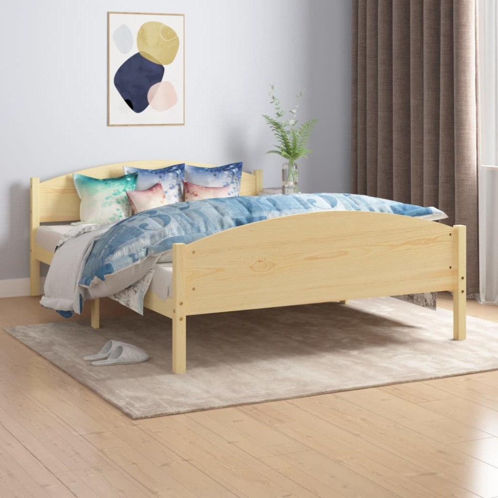 vidaXL Sängram utan madrass massiv furu 140x200 cm
