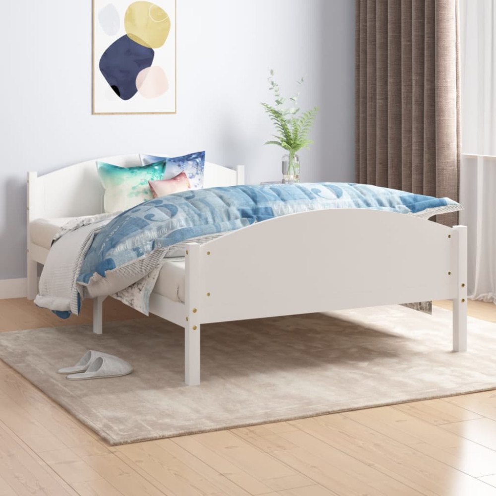 vidaXL Sängram utan madrass vit massiv furu 140x200 cm