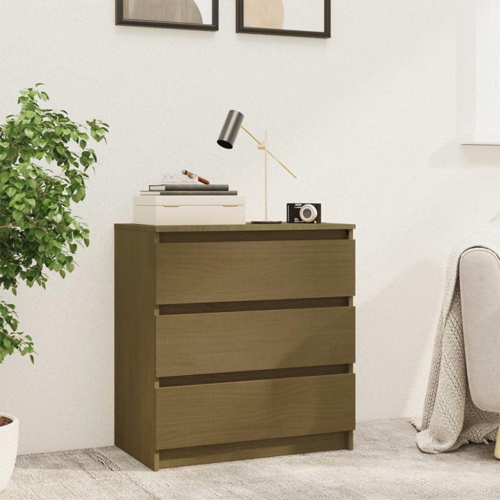 vidaXL Sängbord honungsbrun 60x36x64 cm massiv furu