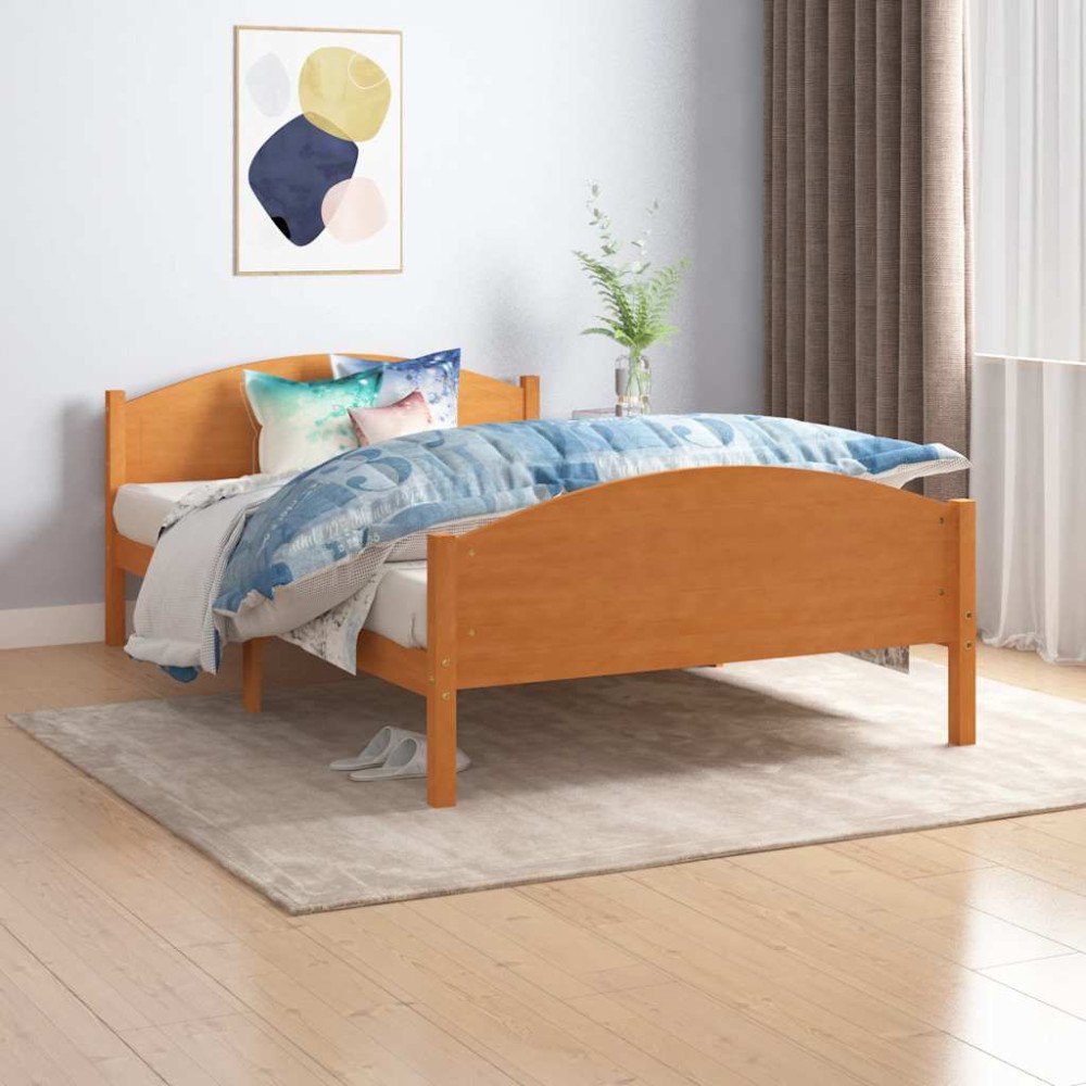 vidaXL Sängram utan madrass honungsbrun massiv furu 120x200 cm