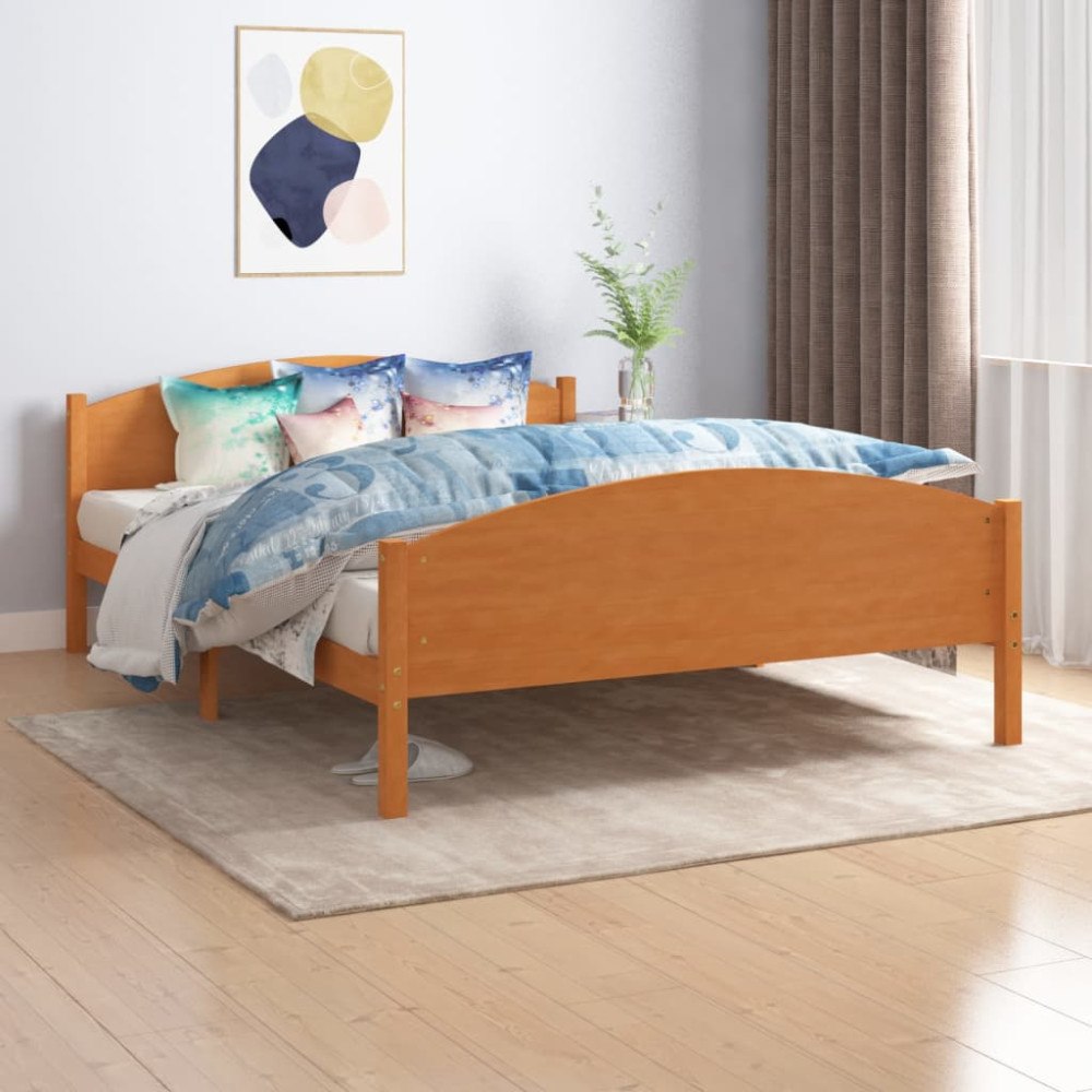 vidaXL Sängram utan madrass honungsbrun massiv furu 160x200 cm