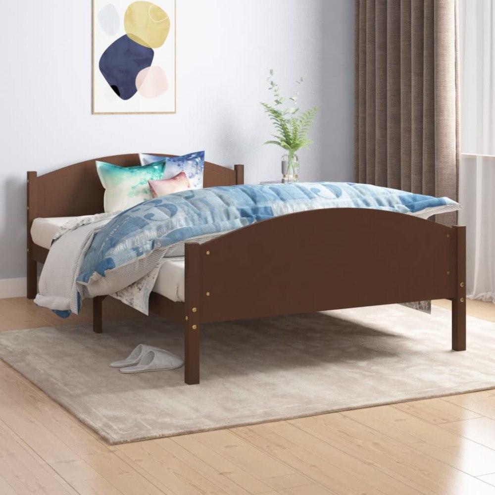 vidaXL Sängram utan madrass mörkbrun massiv furu 120x200 cm