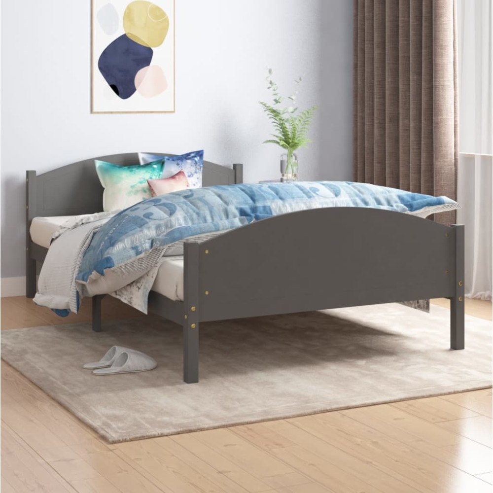 vidaXL Sängram mörkgrå massiv furu 120x200 cm