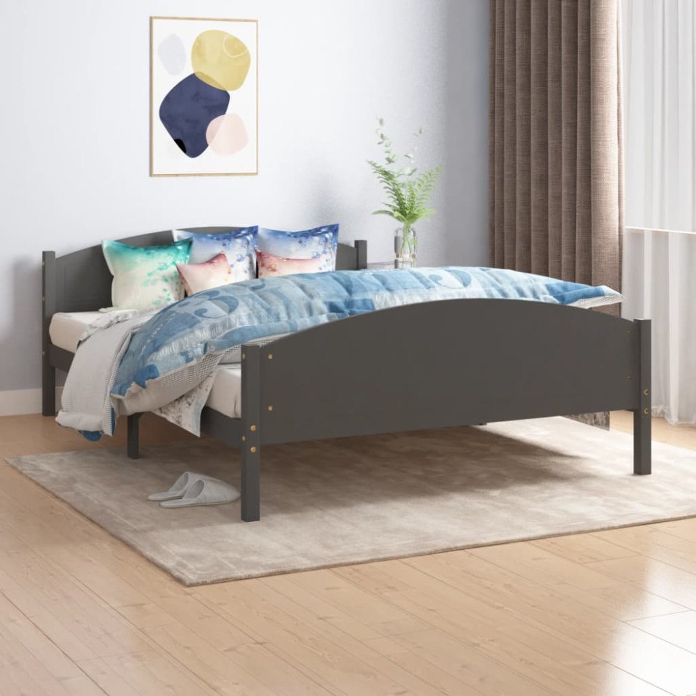 vidaXL Sängram mörkgrå massiv furu 160x200 cm