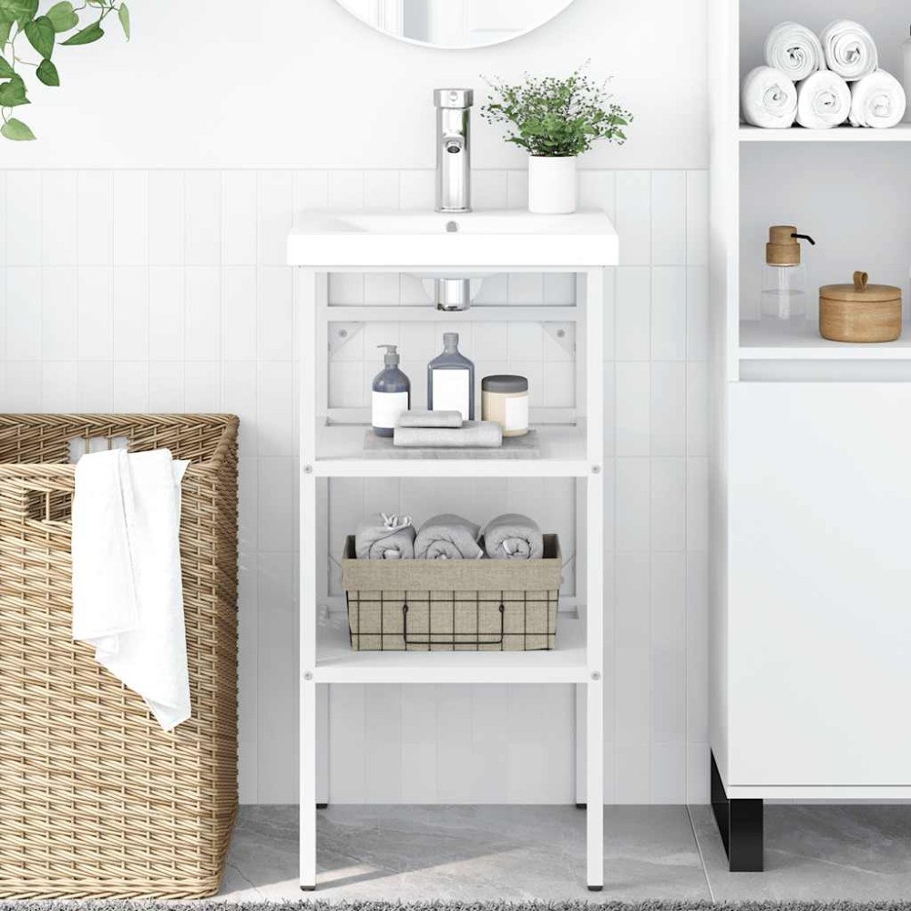 vidaXL Ram för tvättställ vit 40x38x83 cm järn