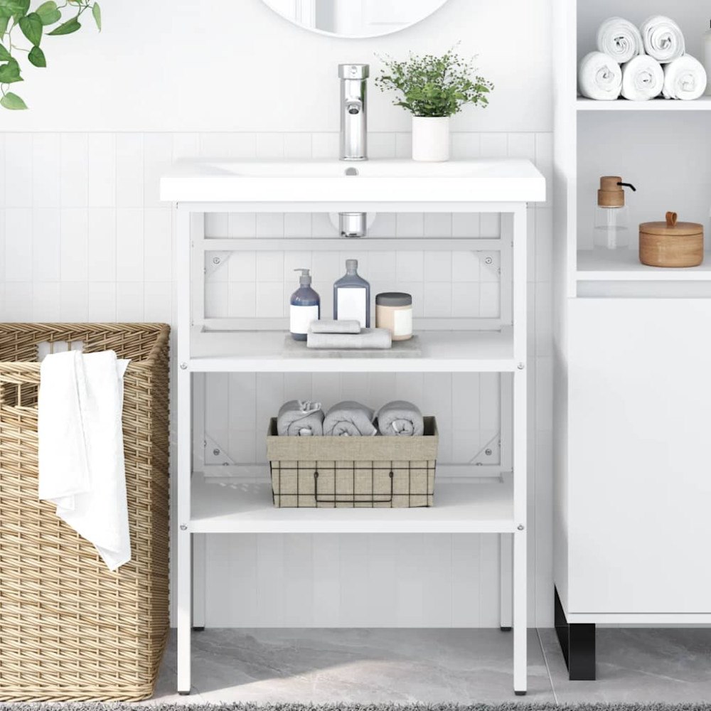 vidaXL Ram för tvättställ vit 59x38x83 cm järn