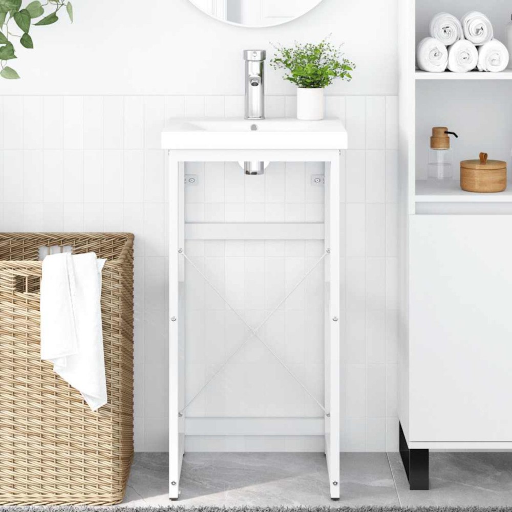 vidaXL Ram för tvättställ vit 40x38x83 cm järn