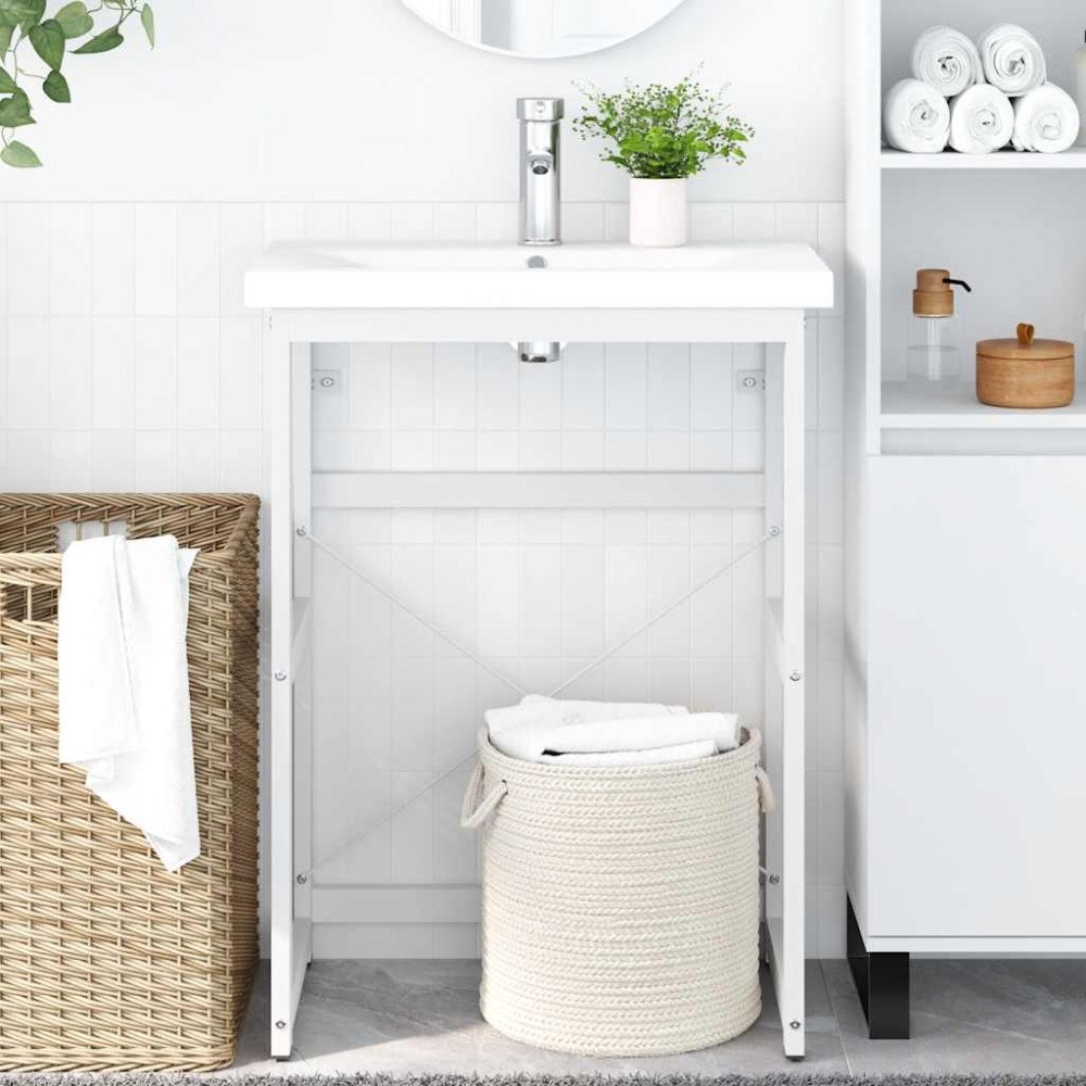 vidaXL Ram för tvättställ vit 59x38x83 cm järn