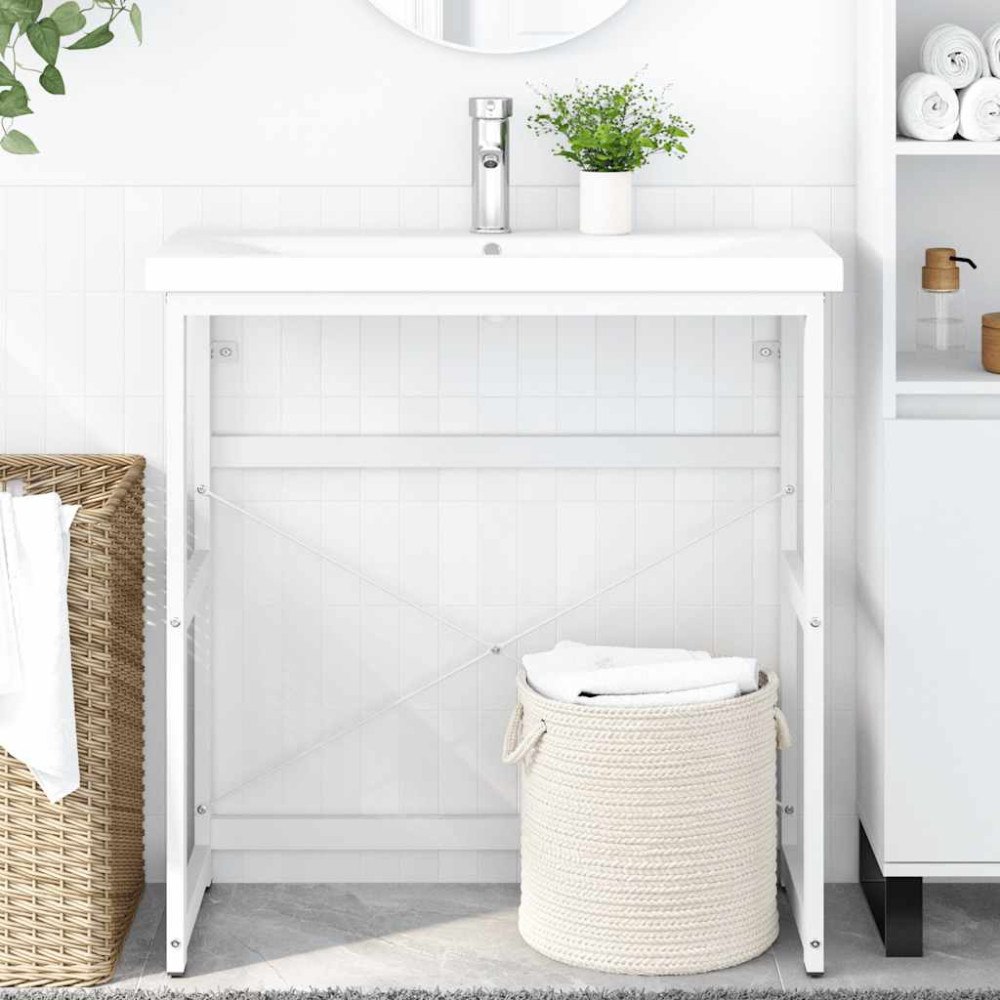 vidaXL Ram för tvättställ vit 79x38x83 cm järn