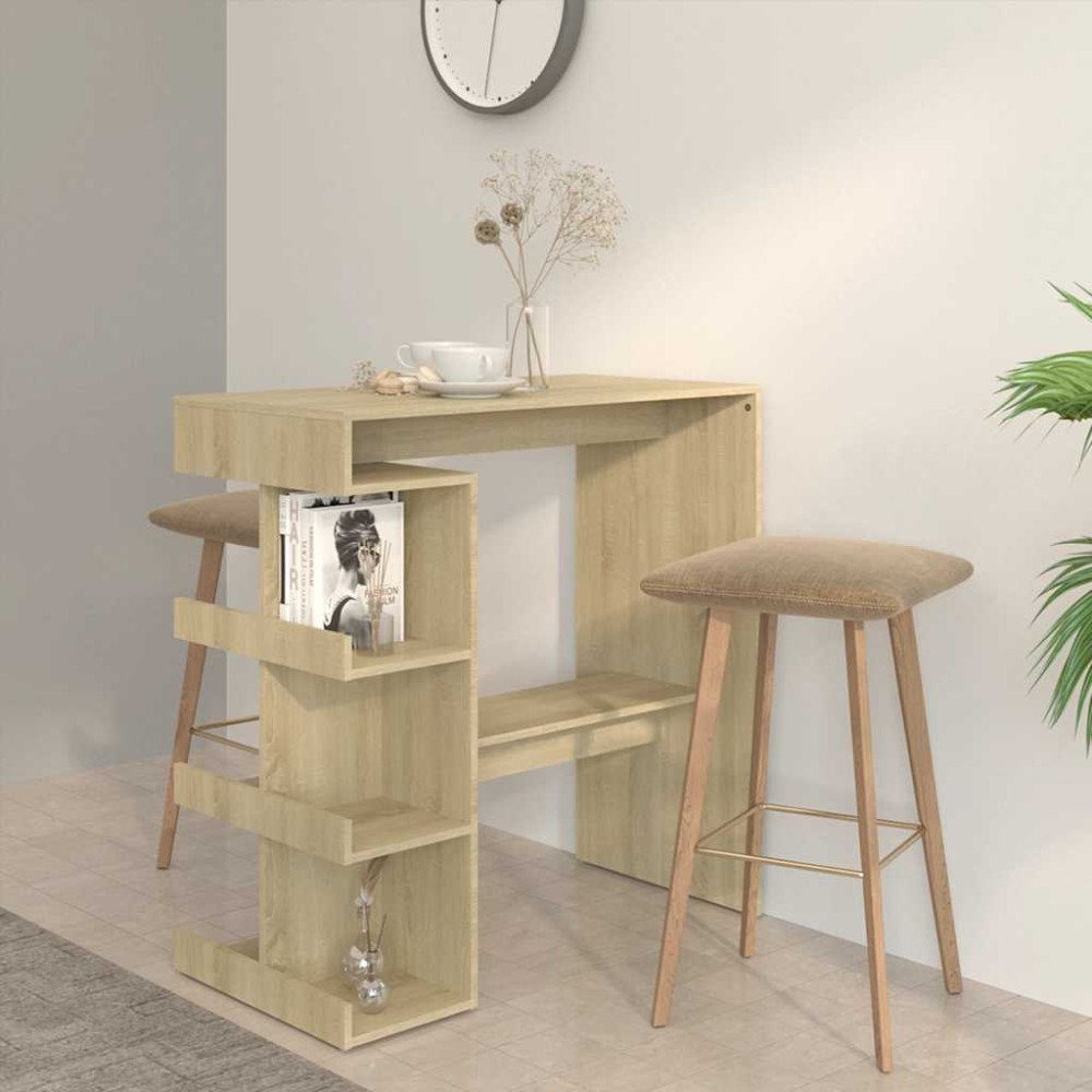 vidaXL Barbord med hyllor sonoma-ek 100x50x101,5 cm konstruerat trä