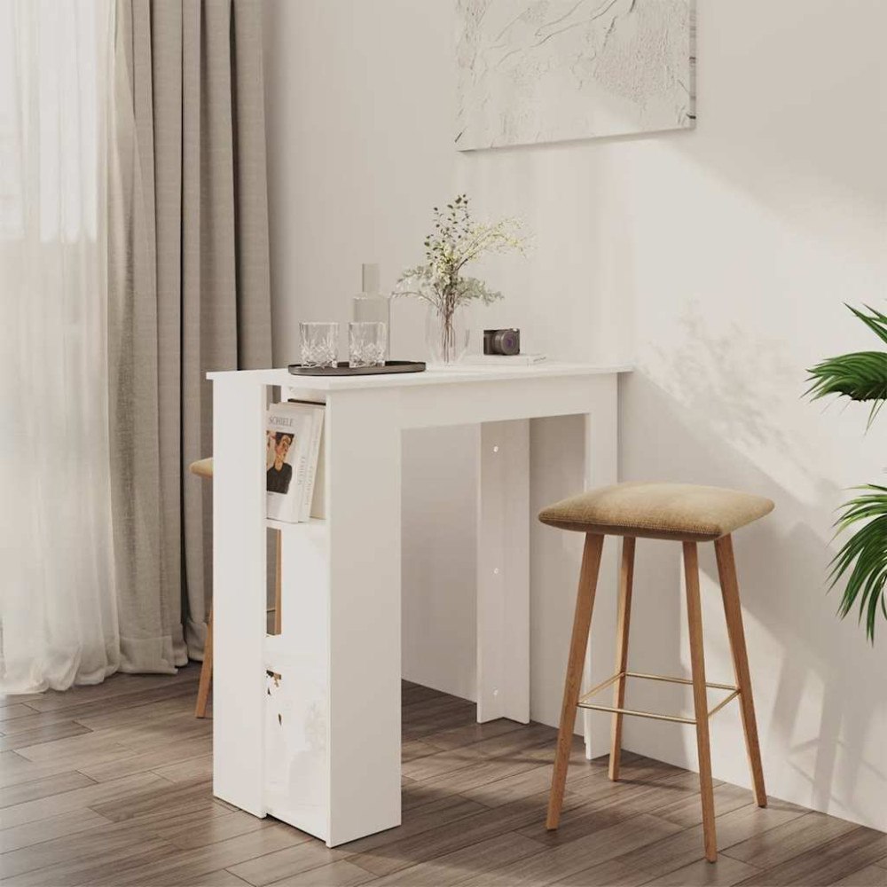 vidaXL Barbord med hylla vit 102x50x103,5 cm konstruerat trä