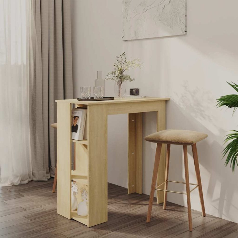 vidaXL Barbord med hyllor sonoma-ek 102x50x103,5 cm konstruerat trä