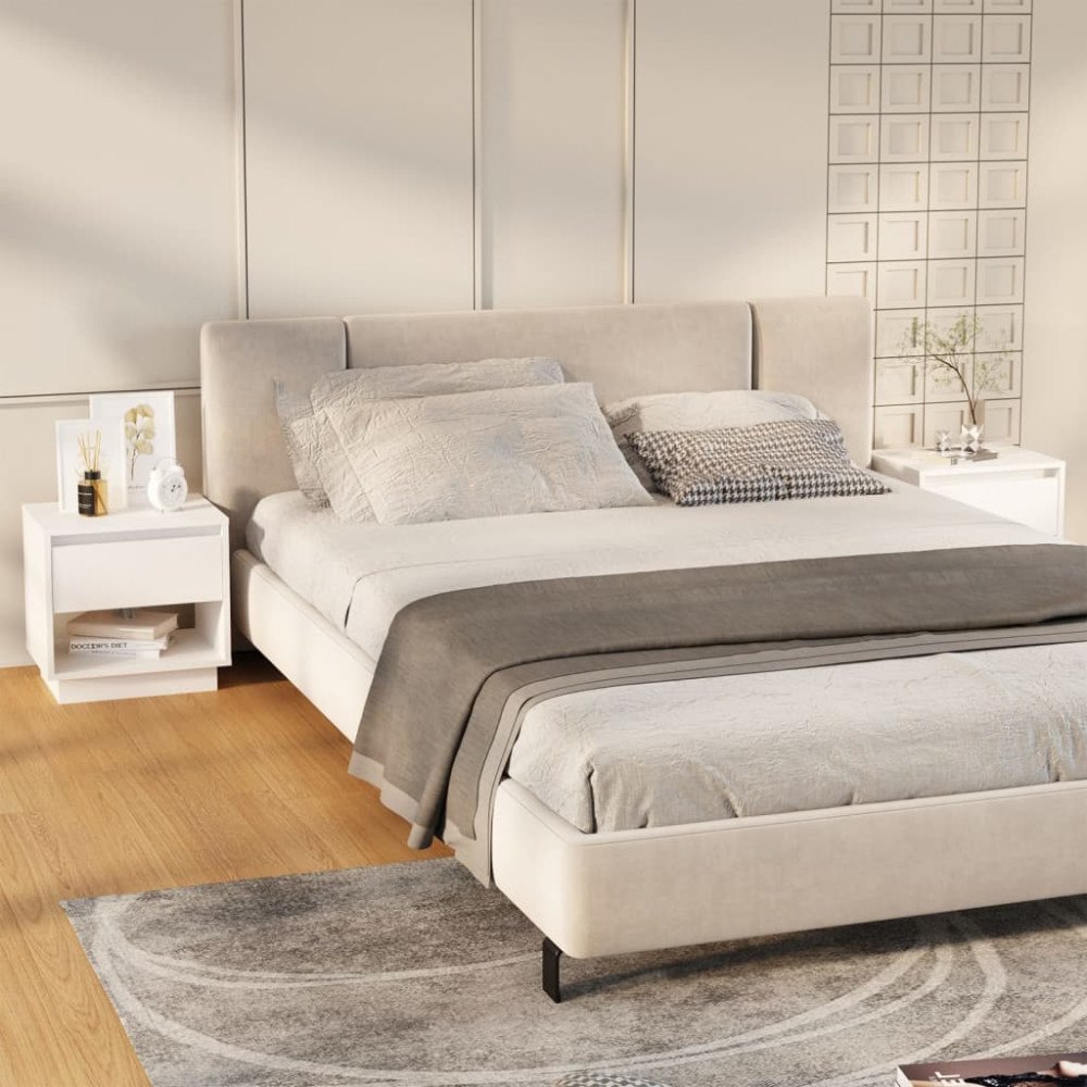 vidaXL Sängbord vit 2 st 45x34x44 cm konstruerat trä