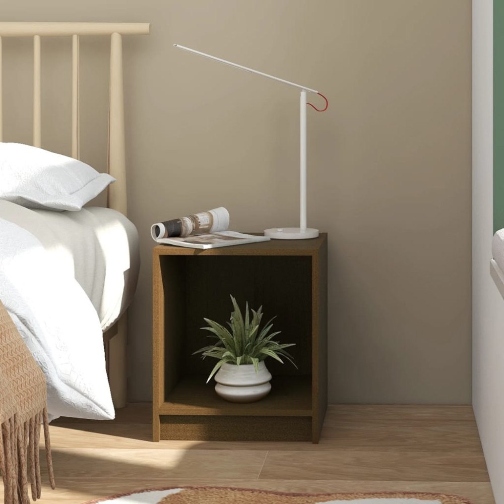 vidaXL Sängbord honungsbrun 35,5x33,5x41,5 cm massiv furu