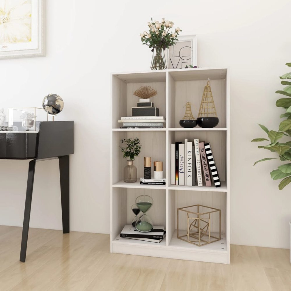 vidaXL Bokhylla vit 70x33x110 cm massiv furu