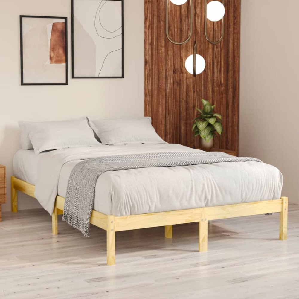 vidaXL Sängram massiv furu 140x190 cm