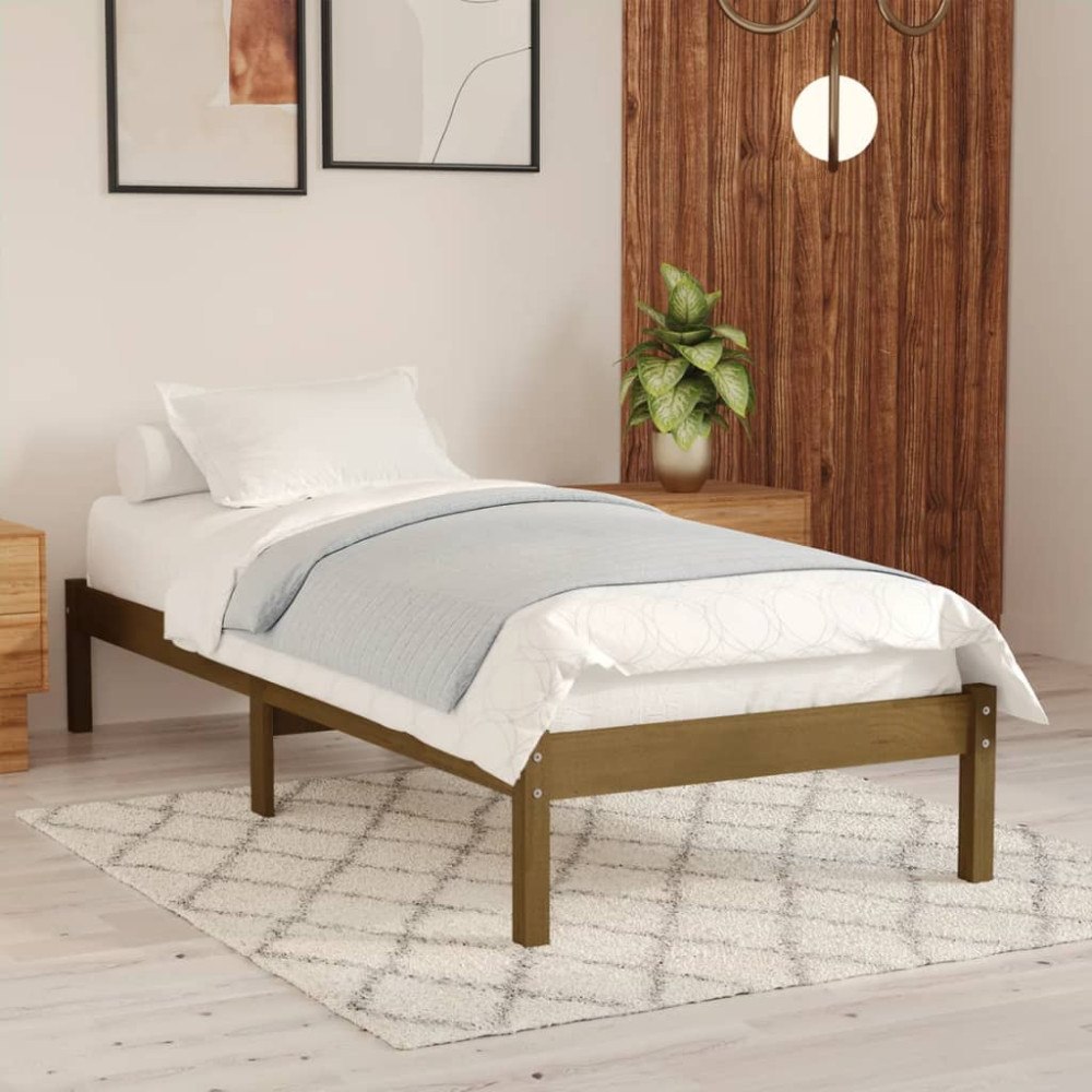 vidaXL Sängram honungsbrun massiv furu 100x200 cm
