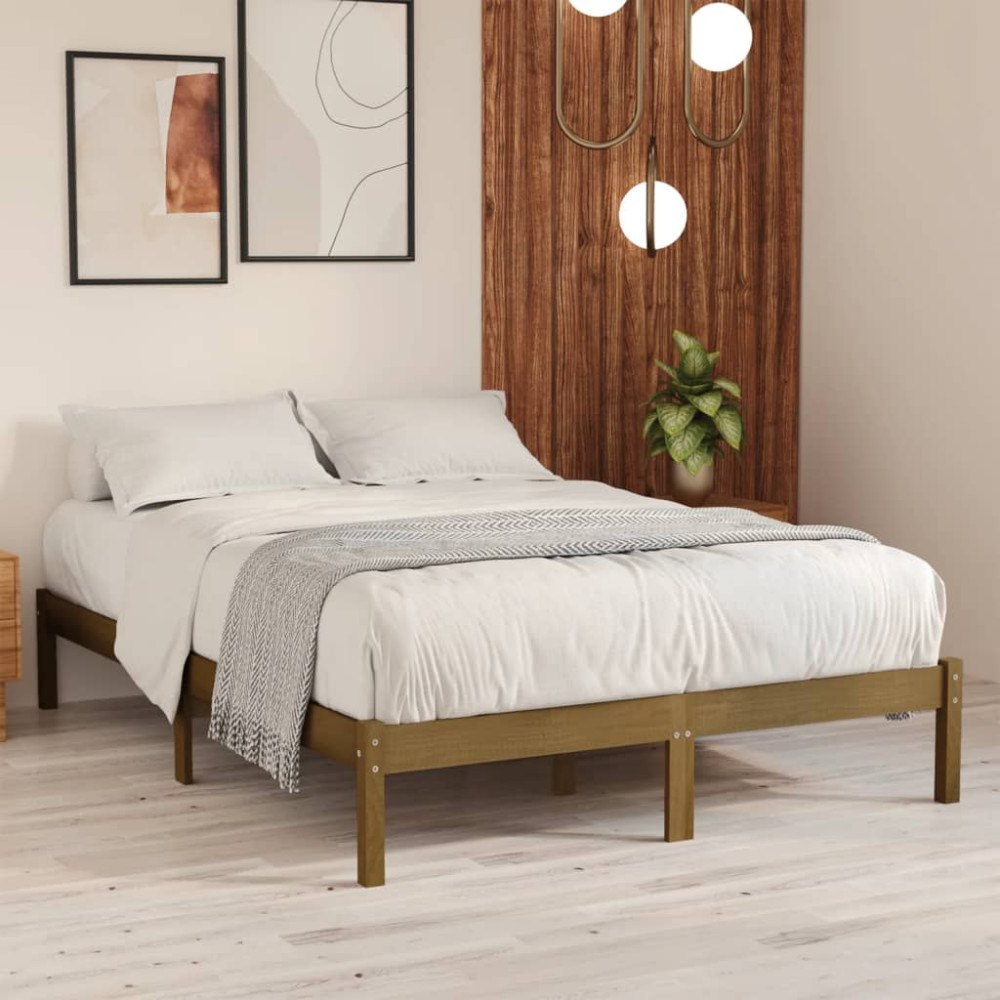 vidaXL Sängram honungsbrun massiv furu 200x200 cm