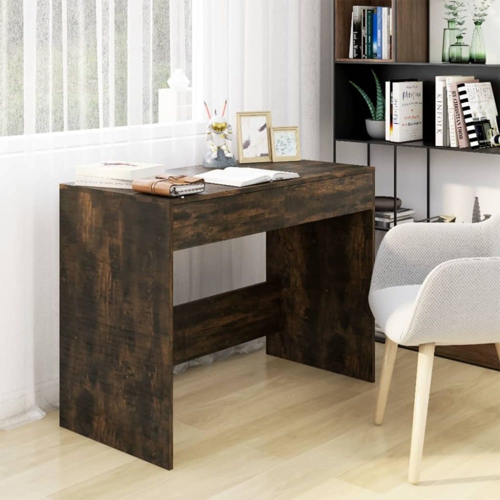 vidaXL Skrivbord rökfärgad ek 101x50x76,5 cm konstruerat trä