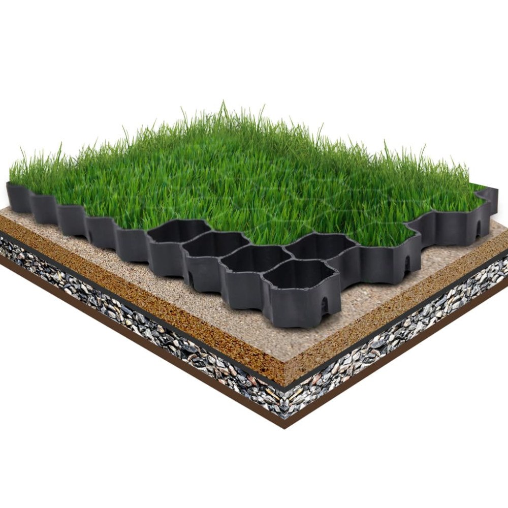 vidaXL Gräsarmering 16 st svart 60x40x3 cm plast