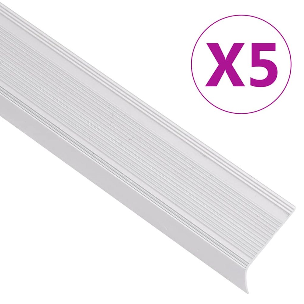 vidaXL Trappnäsor i L-form 5 st aluminium 90 cm silver