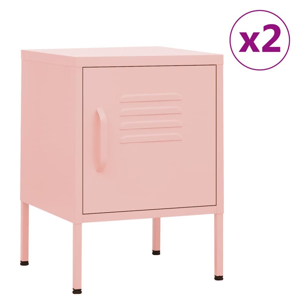vidaXL Sängbord 2 st rosa 35x35x51 cm stål