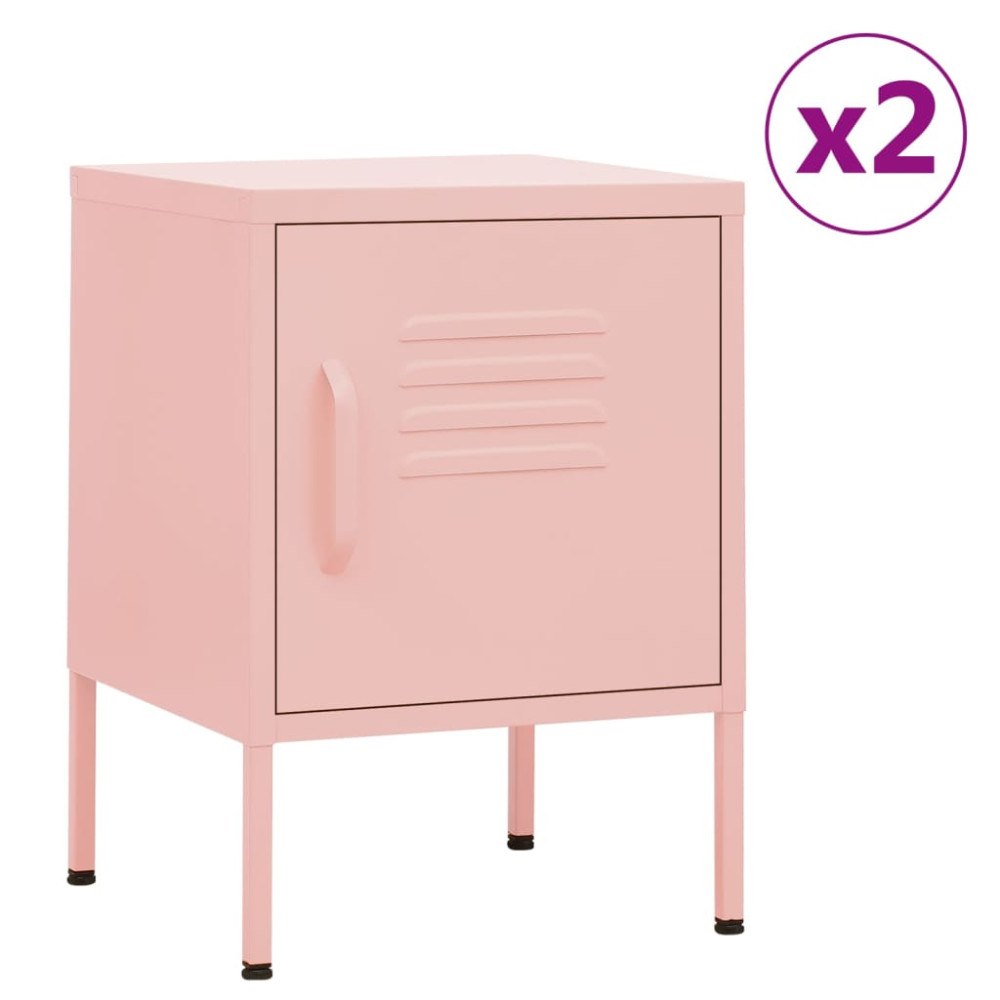 vidaXL Sängbord 2 st rosa 35x35x51 cm stål