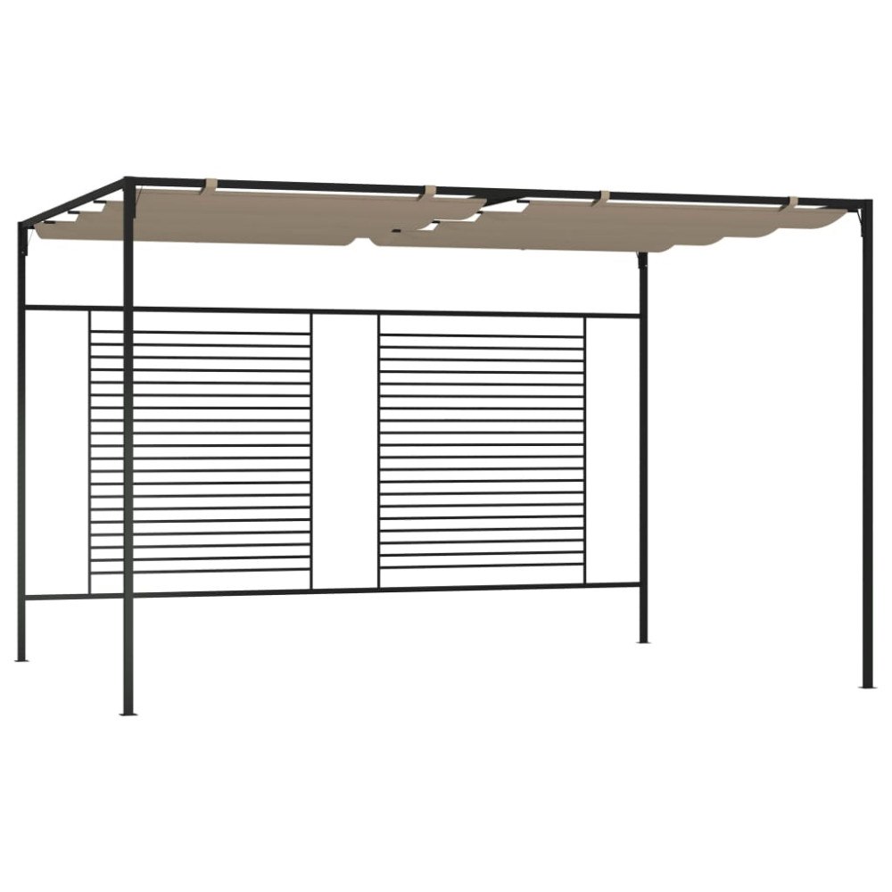vidaXL Paviljong med infällbart tak 3x4x2,3 m taupe 180 g/m²