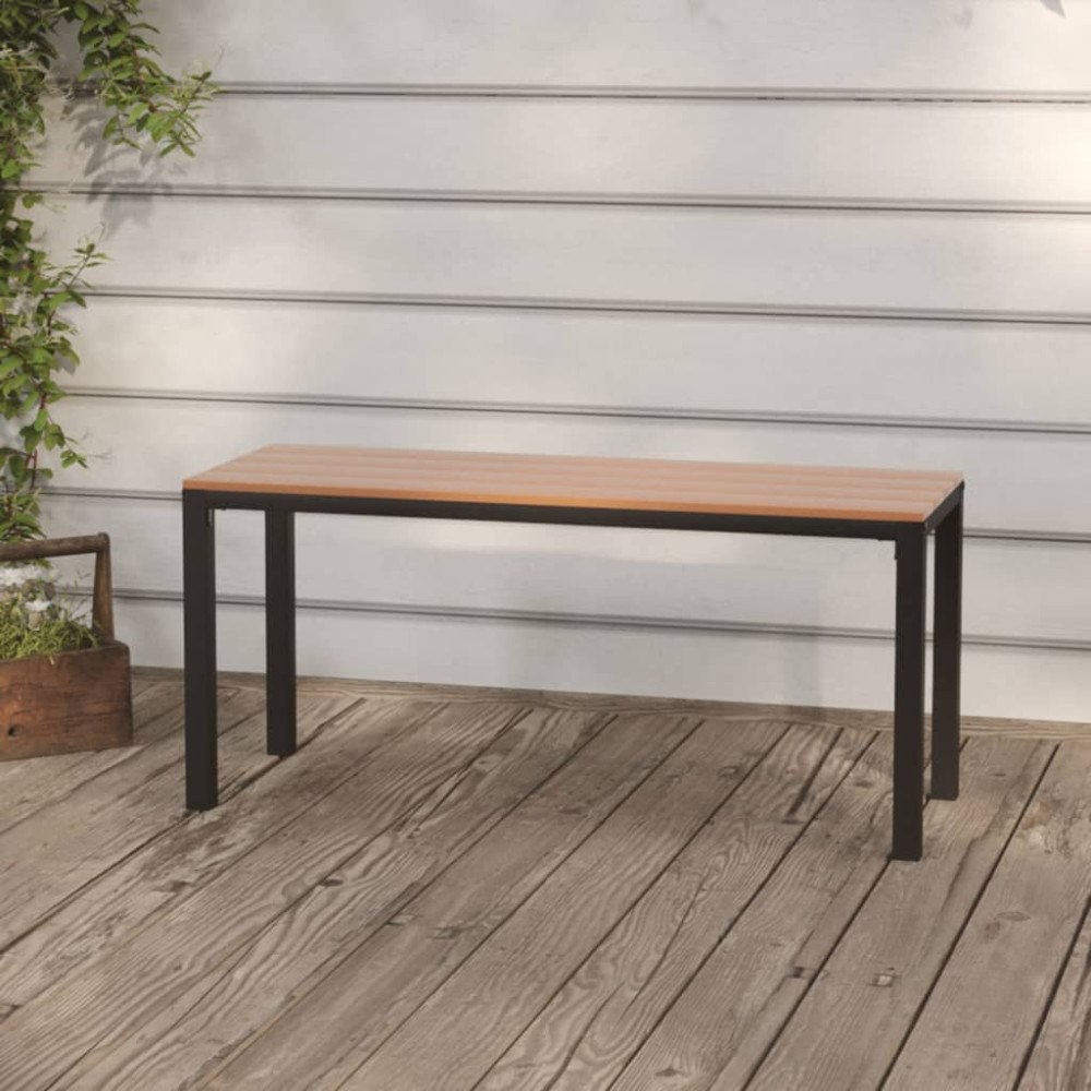 vidaXL Trädgårdsbänk 110 cm stål och WPC brun och svart