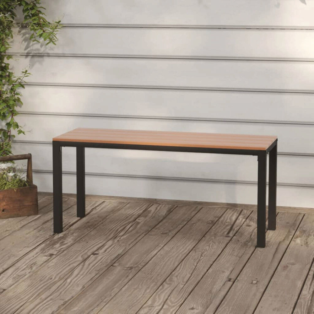 vidaXL Trädgårdsbänk 110 cm stål och WPC brun och svart