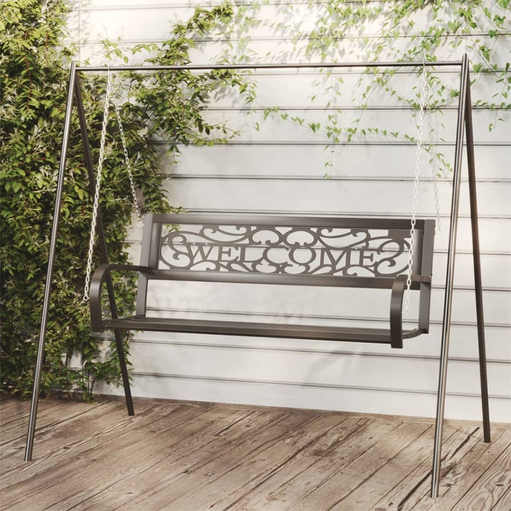vidaXL Gungbänk 125 cm stål och plast svart