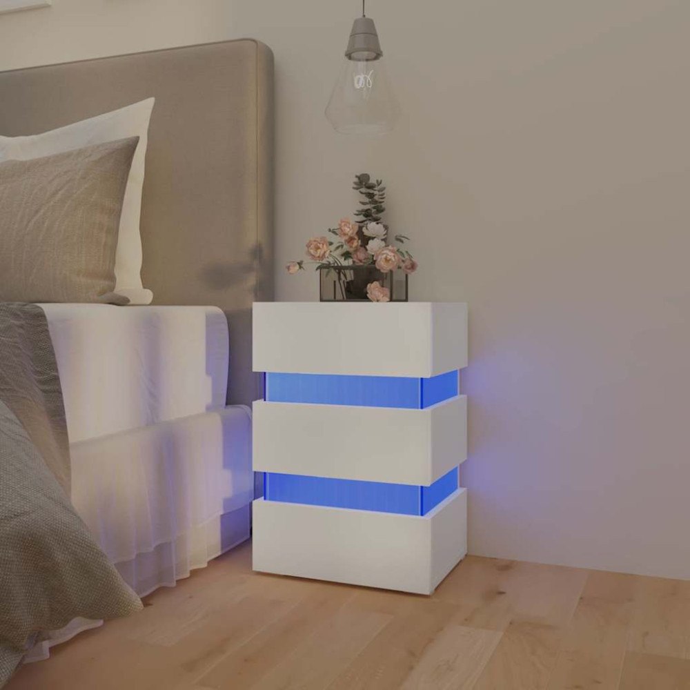 vidaXL Sängskåp LED vit 45x35x67 cm konstruerat trä