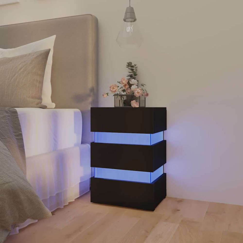 vidaXL Sängskåp LED svart 45x35x67 cm konstruerat trä