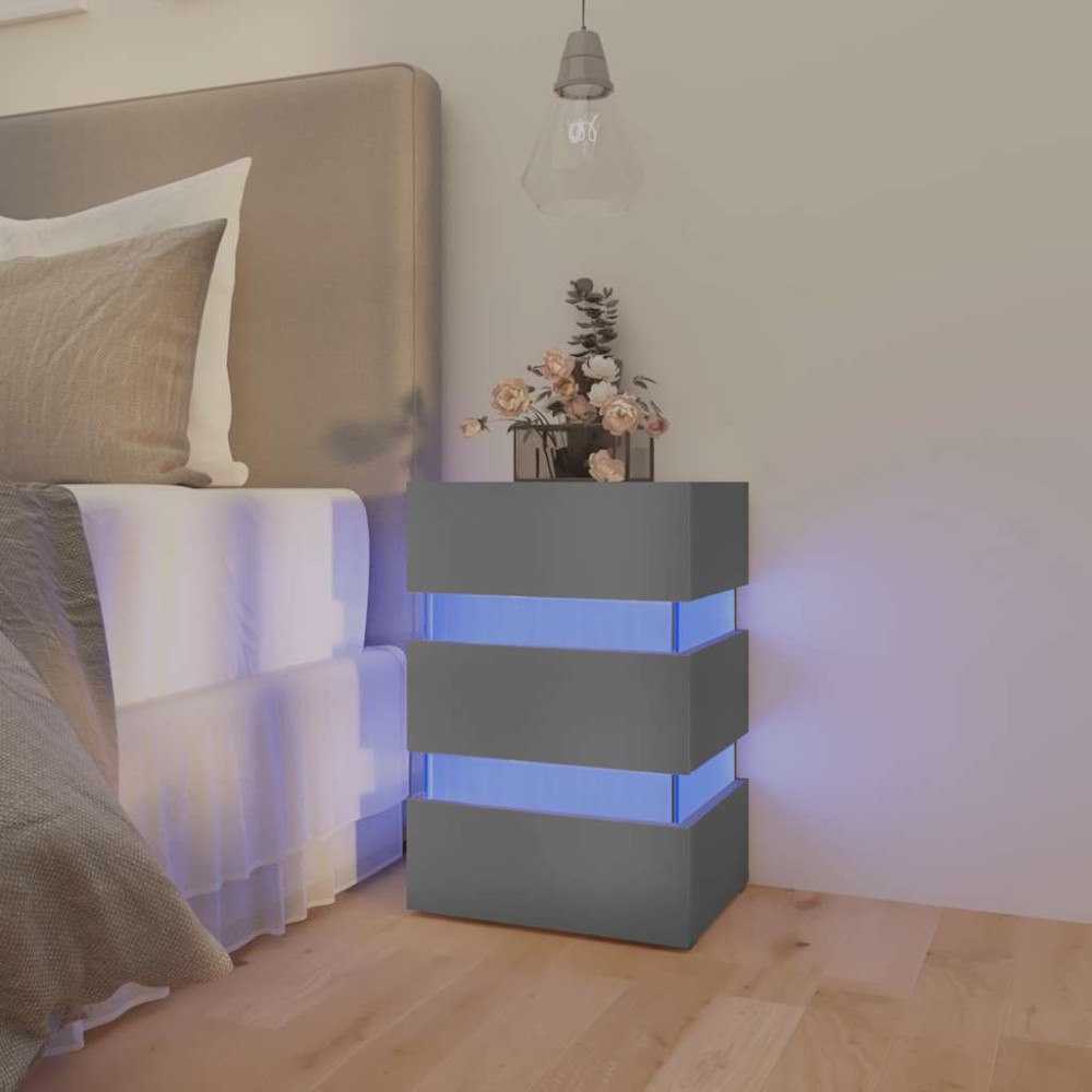vidaXL Sängskåp LED grå 45x35x67 cm konstruerat trä