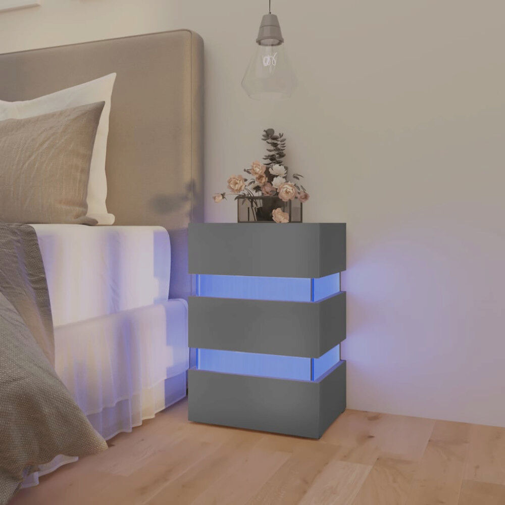 vidaXL Sängskåp LED grå 45x35x67 cm konstruerat trä
