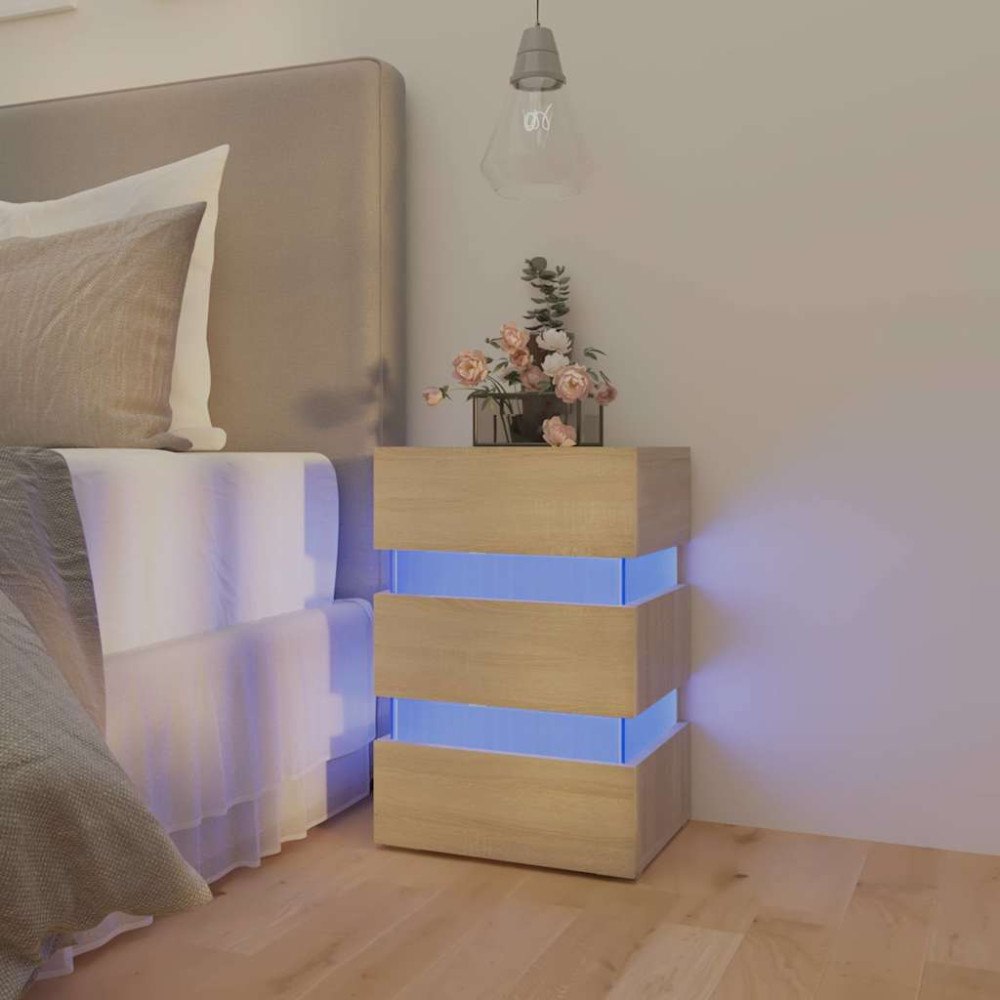 vidaXL Sängskåp LED sonoma-ek 45x35x67 cm konstruerat trä
