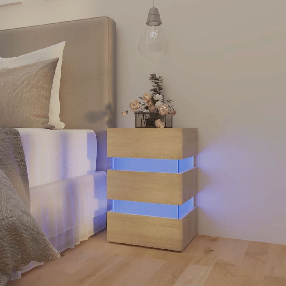 vidaXL Sängskåp LED sonoma-ek 45x35x67 cm konstruerat trä