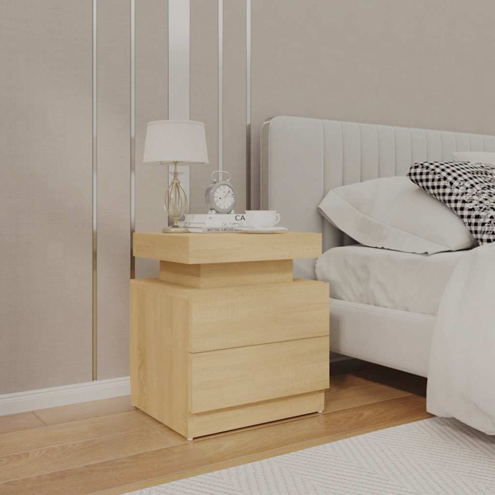 vidaXL Sängbord sonoma-ek 45x35x52 cm konstruerat trä