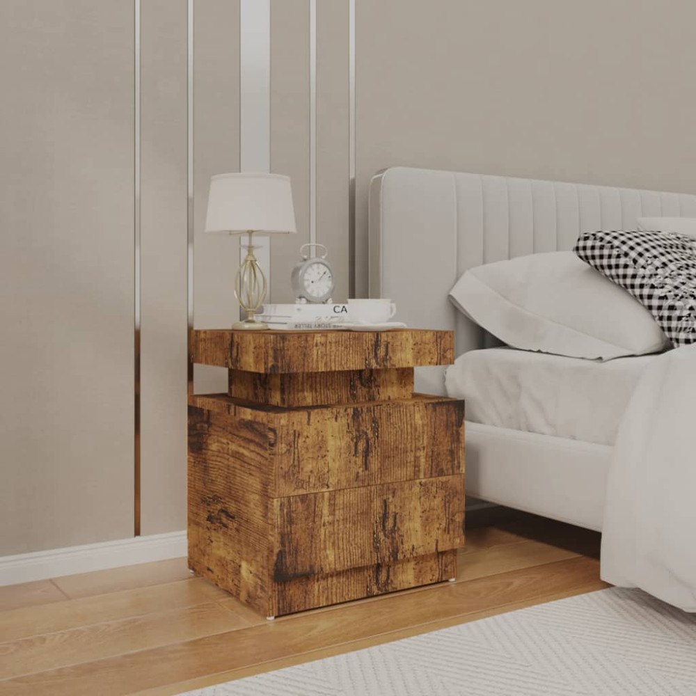 vidaXL Sängbord rökfärgad ek 45x35x52 cm konstruerat trä