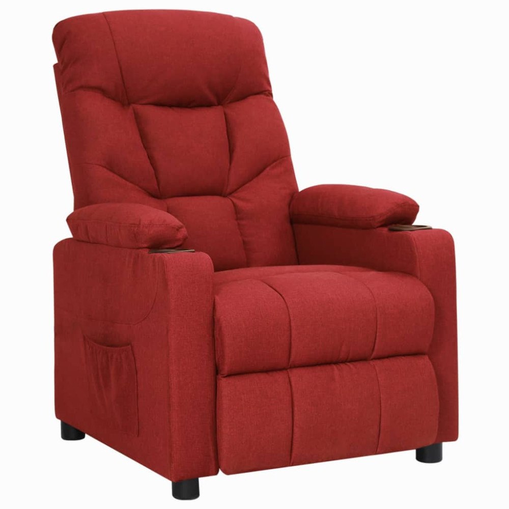 vidaXL Reclinerfåtölj vinröd tyg