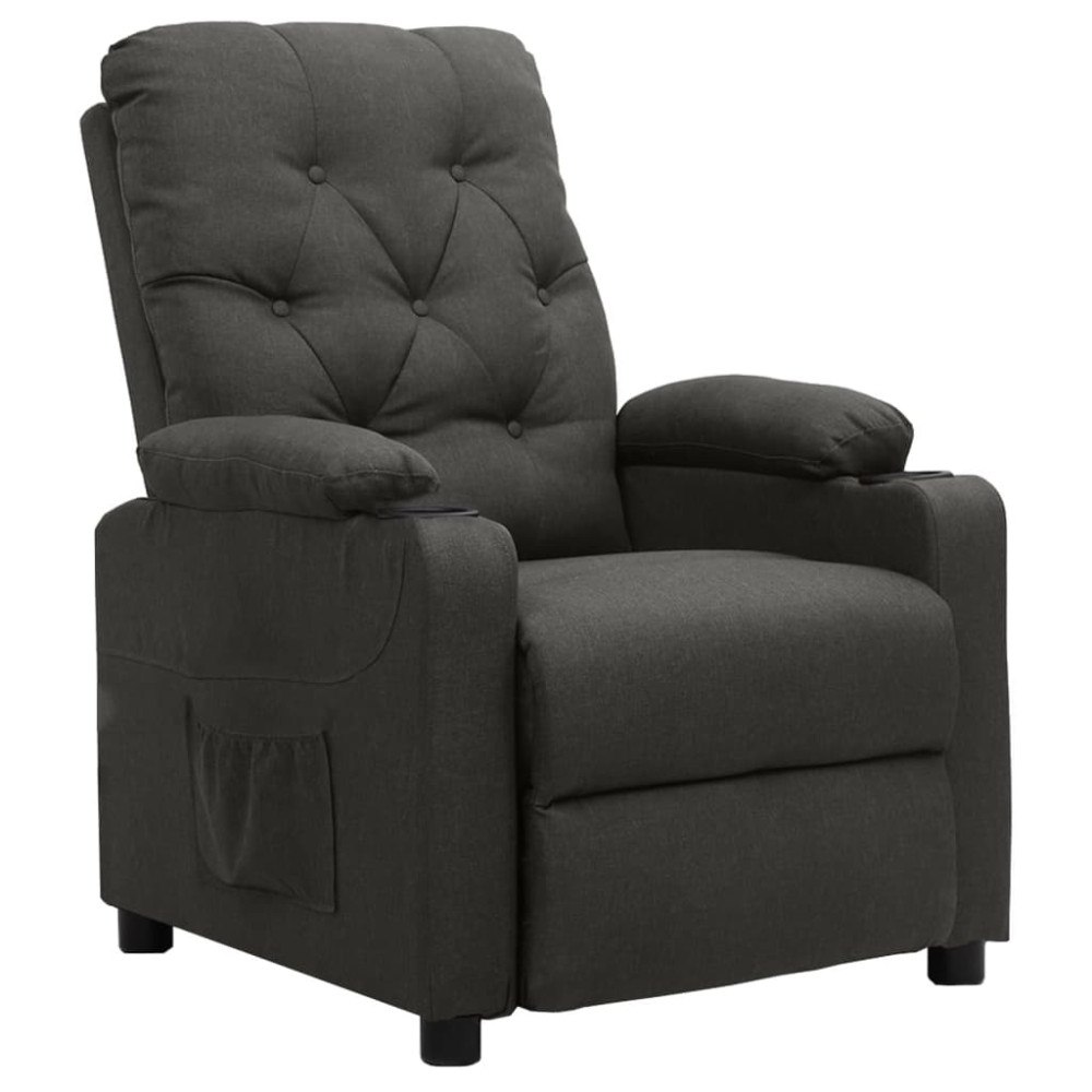 vidaXL Reclinerfåtölj mörkgrå tyg