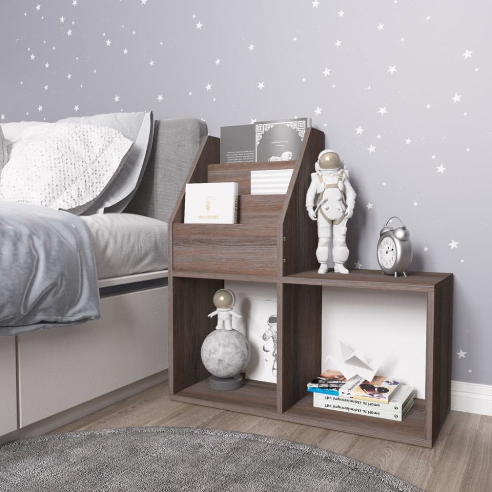 vidaXL Tidningsställ för barn grå 71x30x78,5 cm konstruerat trä