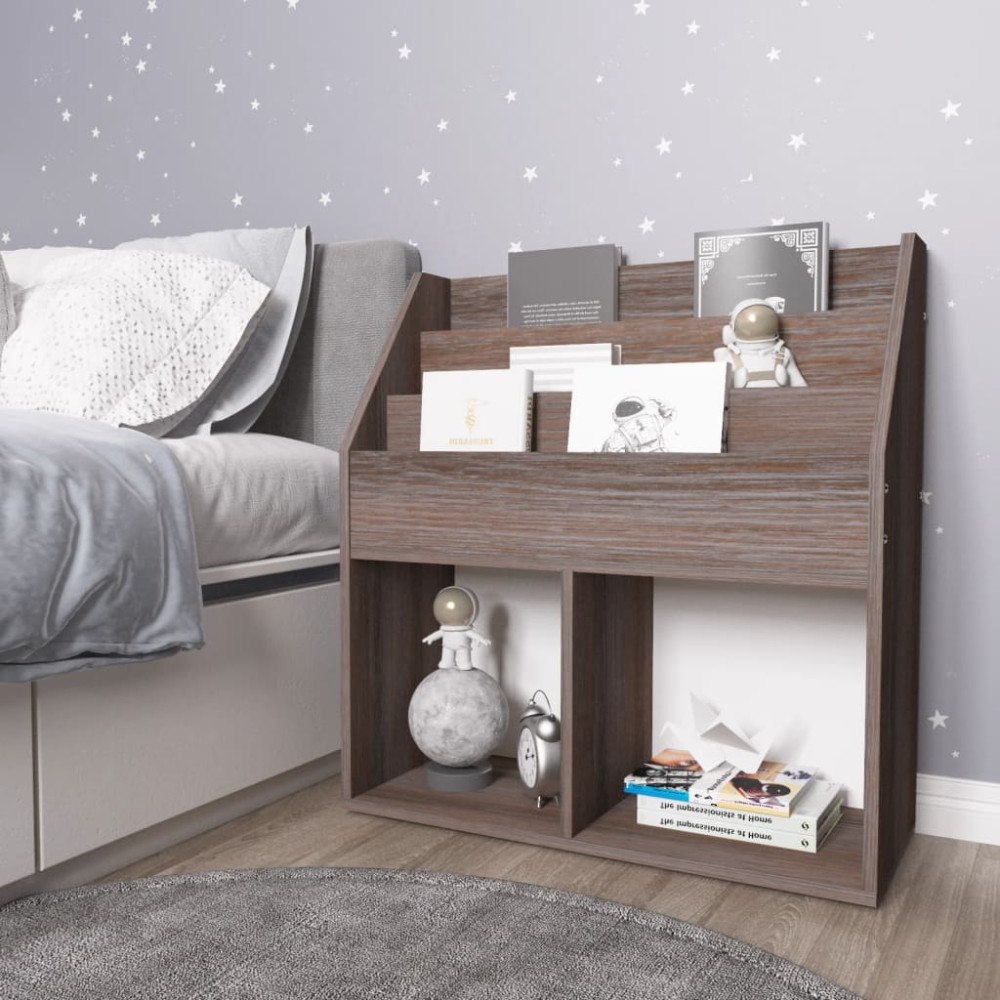 vidaXL Tidningsställ för barn grå 71x30x78,5cm konstruerat trä