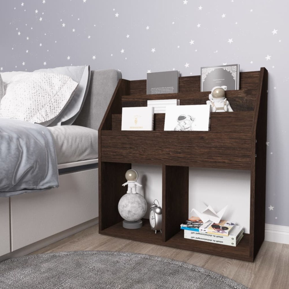 vidaXL Tidningsställ för barn rökig ek 71x30x78,5 cm konstruerat trä