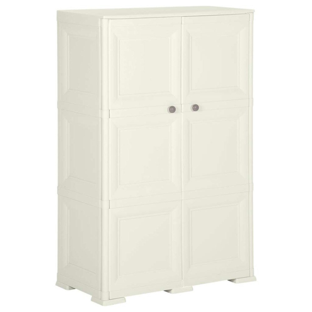 vidaXL Plastskåp 79x43x125 cm träimitation vaniljvit