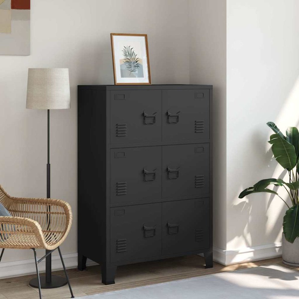 vidaXL Industriellt förvaringsskåp svart 75x40x115 cm metall