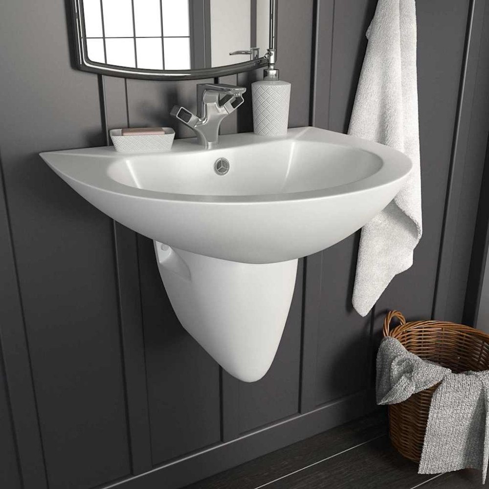 vidaXL Handfat Vit 52 x 45 x 49 cm Glaserad keramik