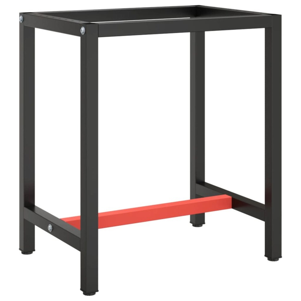 vidaXL Ram för arbetsbänk matt svart och matt röd 70x50x79 cm metall