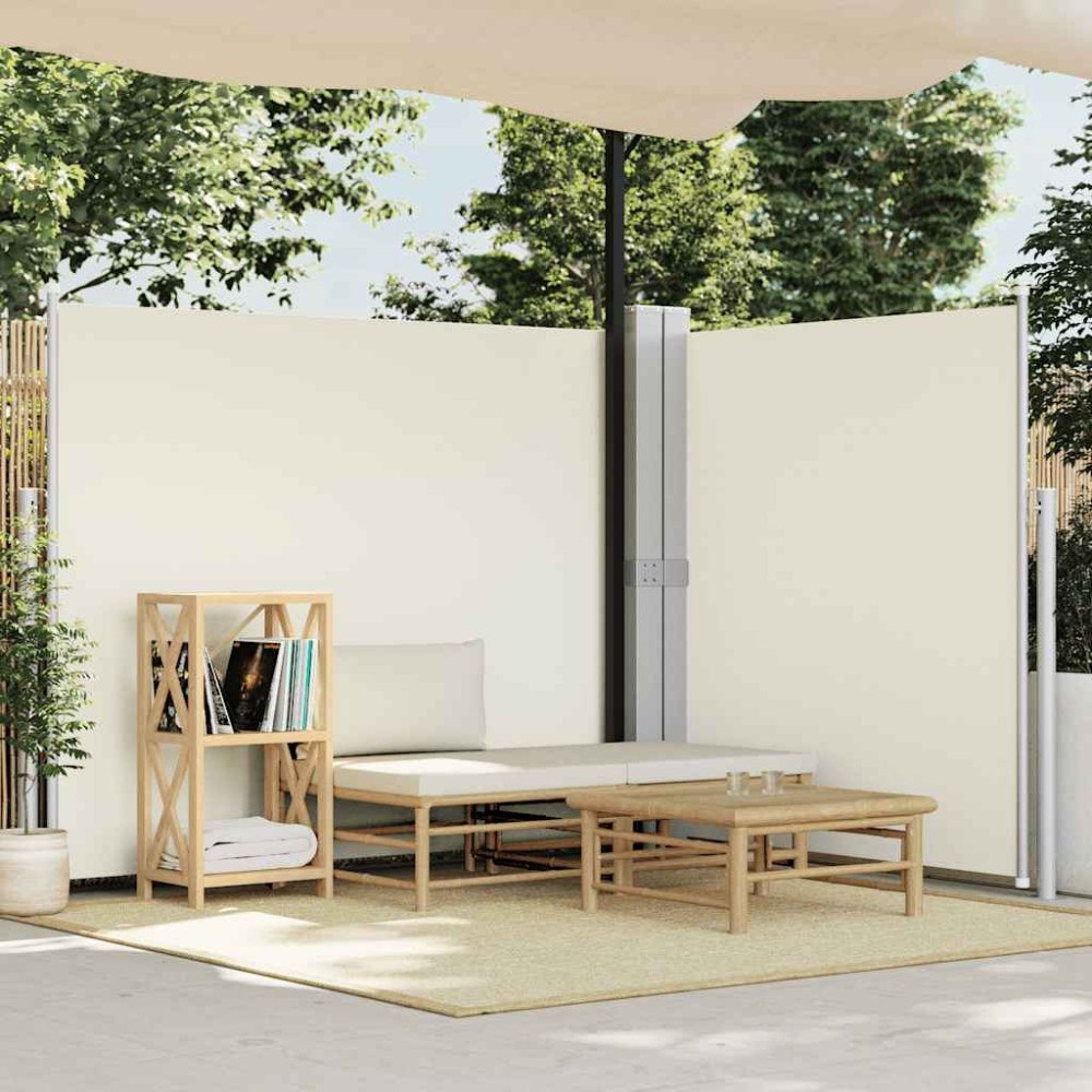 vidaXL Infällbar sidomarkis 180x600 cm gräddvit